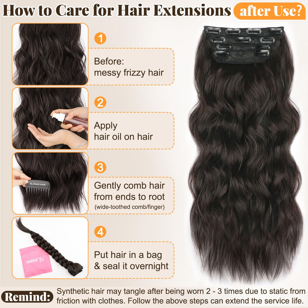 ALXNAN four-clip weft for full-head coverage and stability
