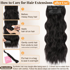 Extensiones ALXNAN anchura 6 pulgadas con 3 broches para volumen adicional.