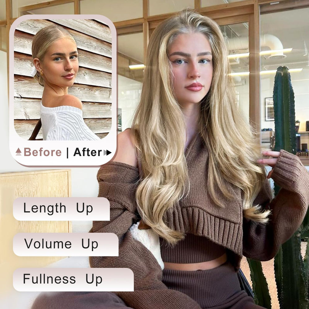 ALXNAN long layered straight 20-inch extensions for natural volume and length.