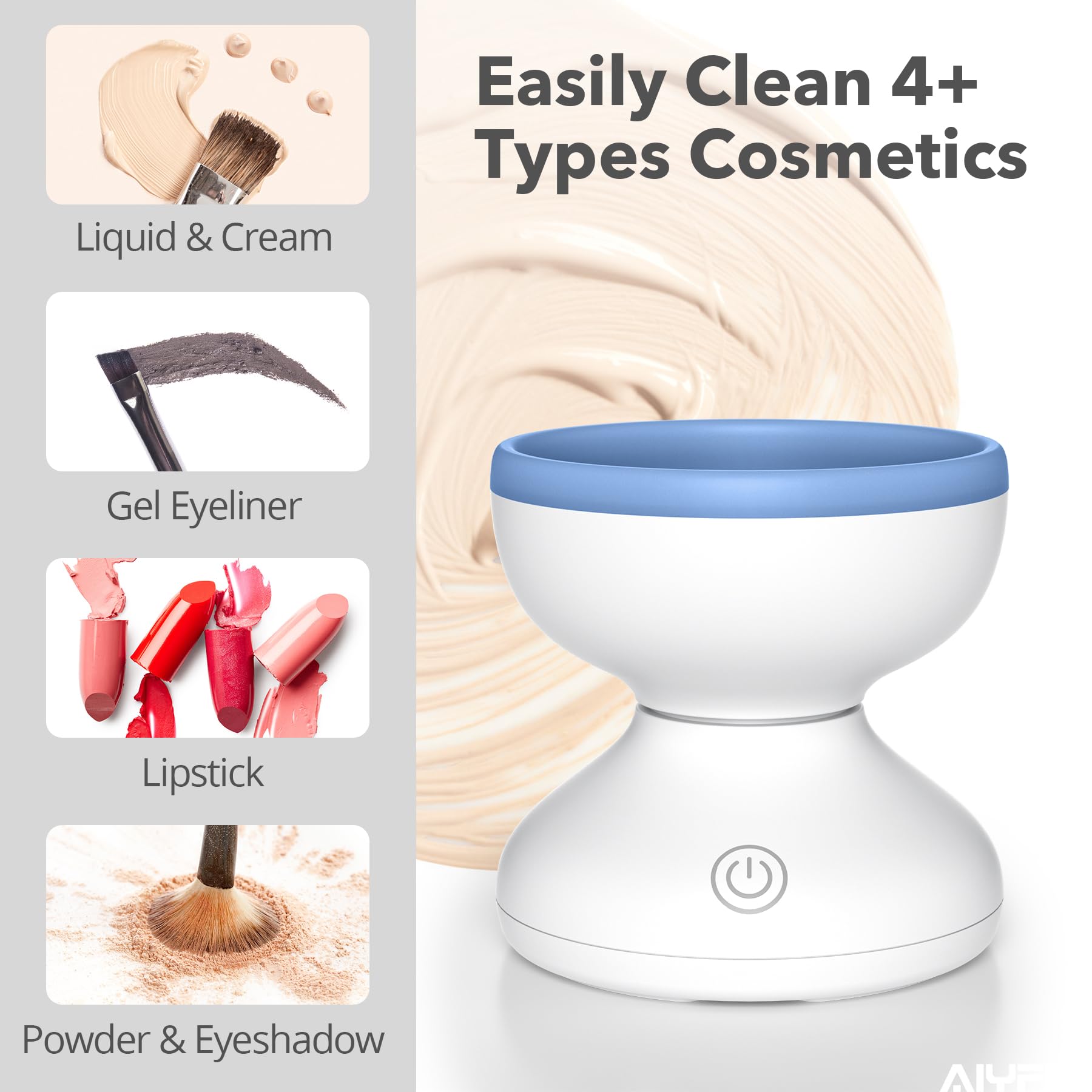 Alyfini solución limpiadora de maquillaje compatible con cremas, líquidos y polvos