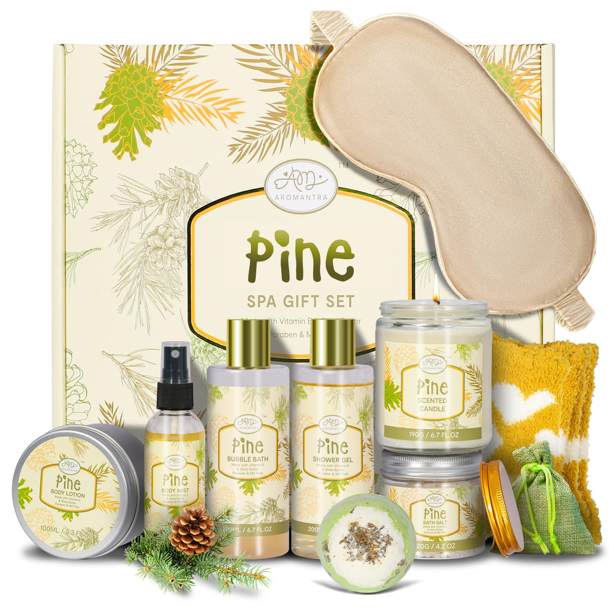 AM AROMANTRA caja-regalo spa de pino para regalo relajante y elegante