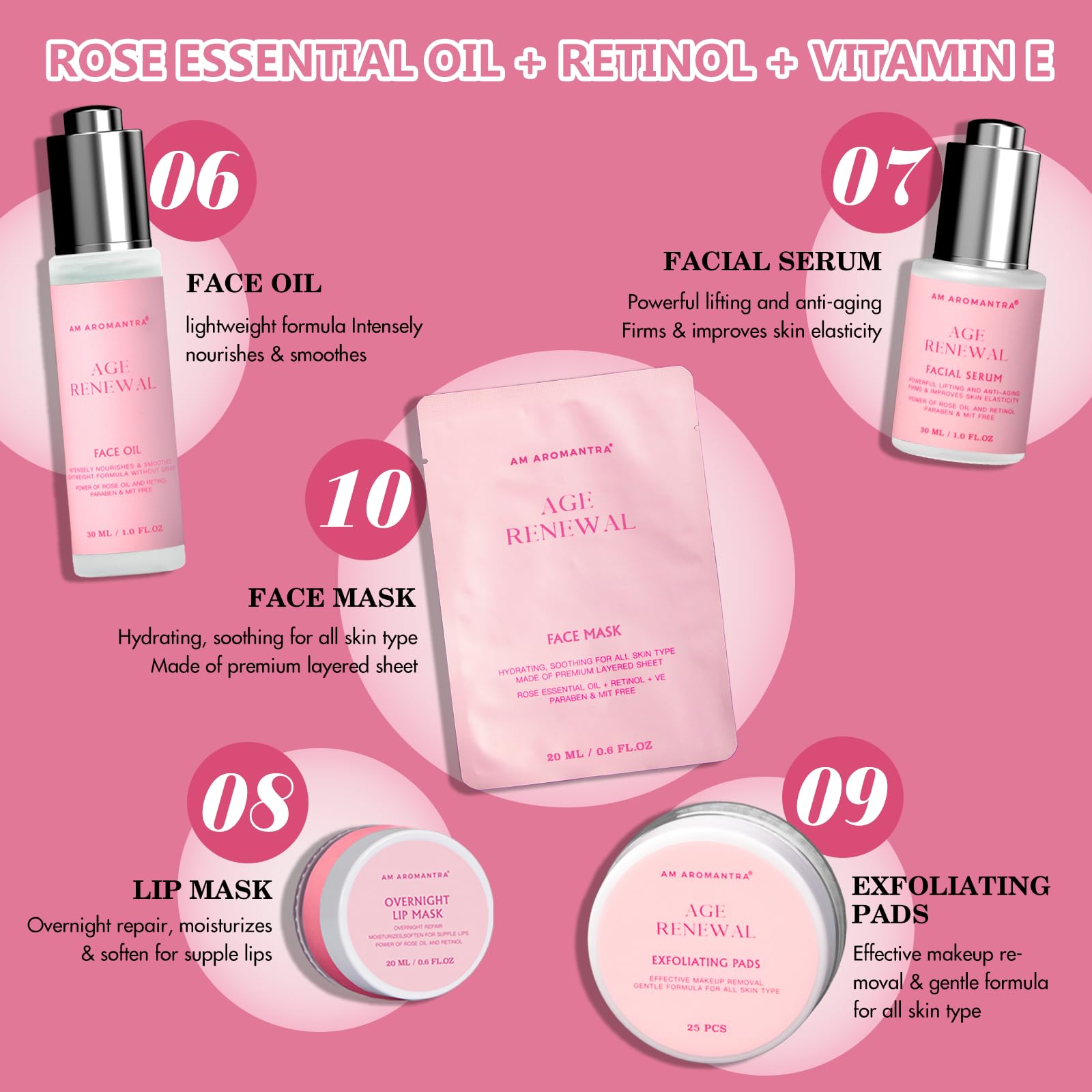 AM AROMANTRA face oil; lightweight nourishment for radiant glow.