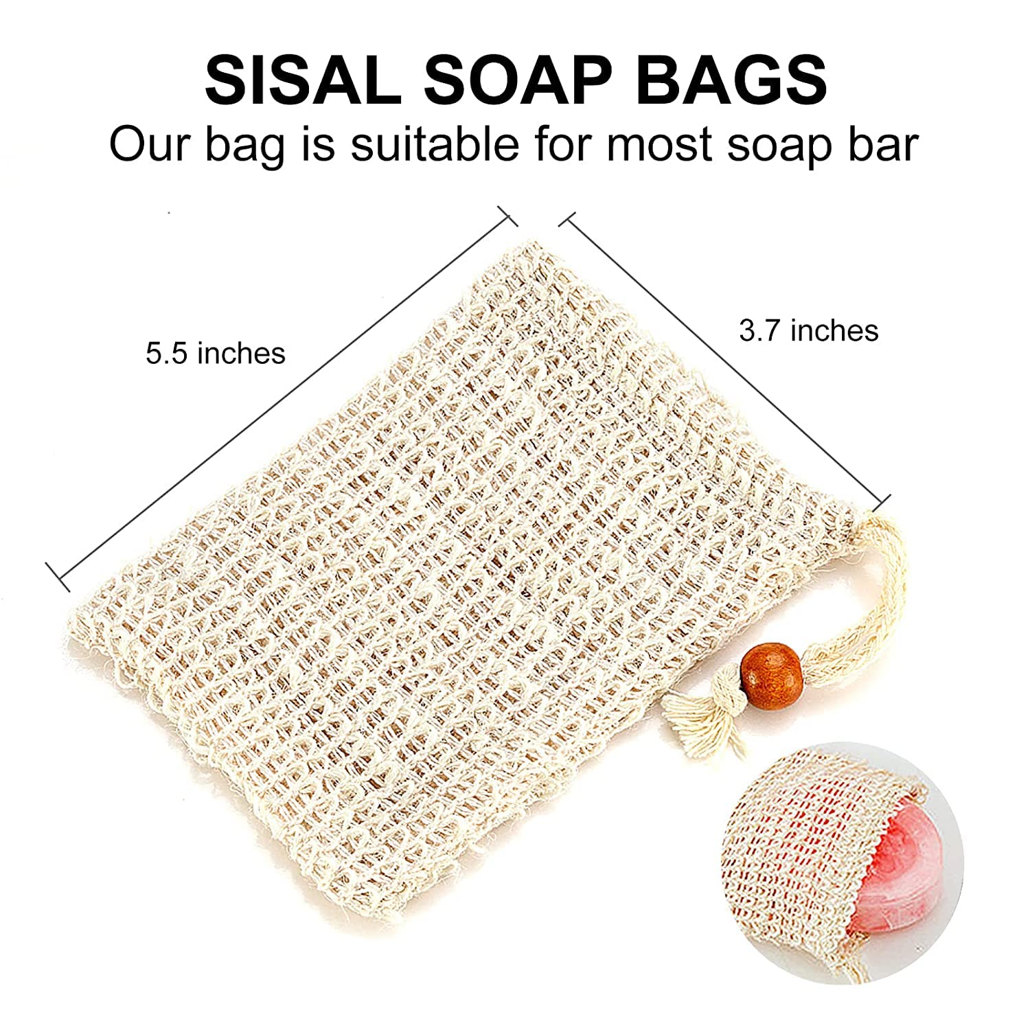 AMAHOMESA bolsa jabón sisal espumante, ideal para mantener el jabón y usar como exfoliante.