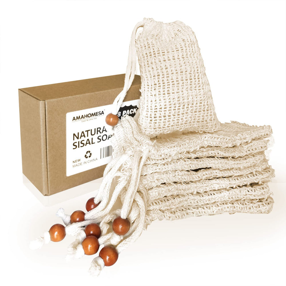 AMAHOMESA bolsa jabón sisal reutilizable, práctica para guardar jabón y evitar desperdicio.