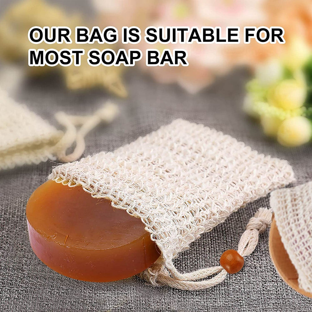 AMAHOMESA bolsas jabón sisal ducha exfoliante, mejora la espuma y prolonga el jabón.