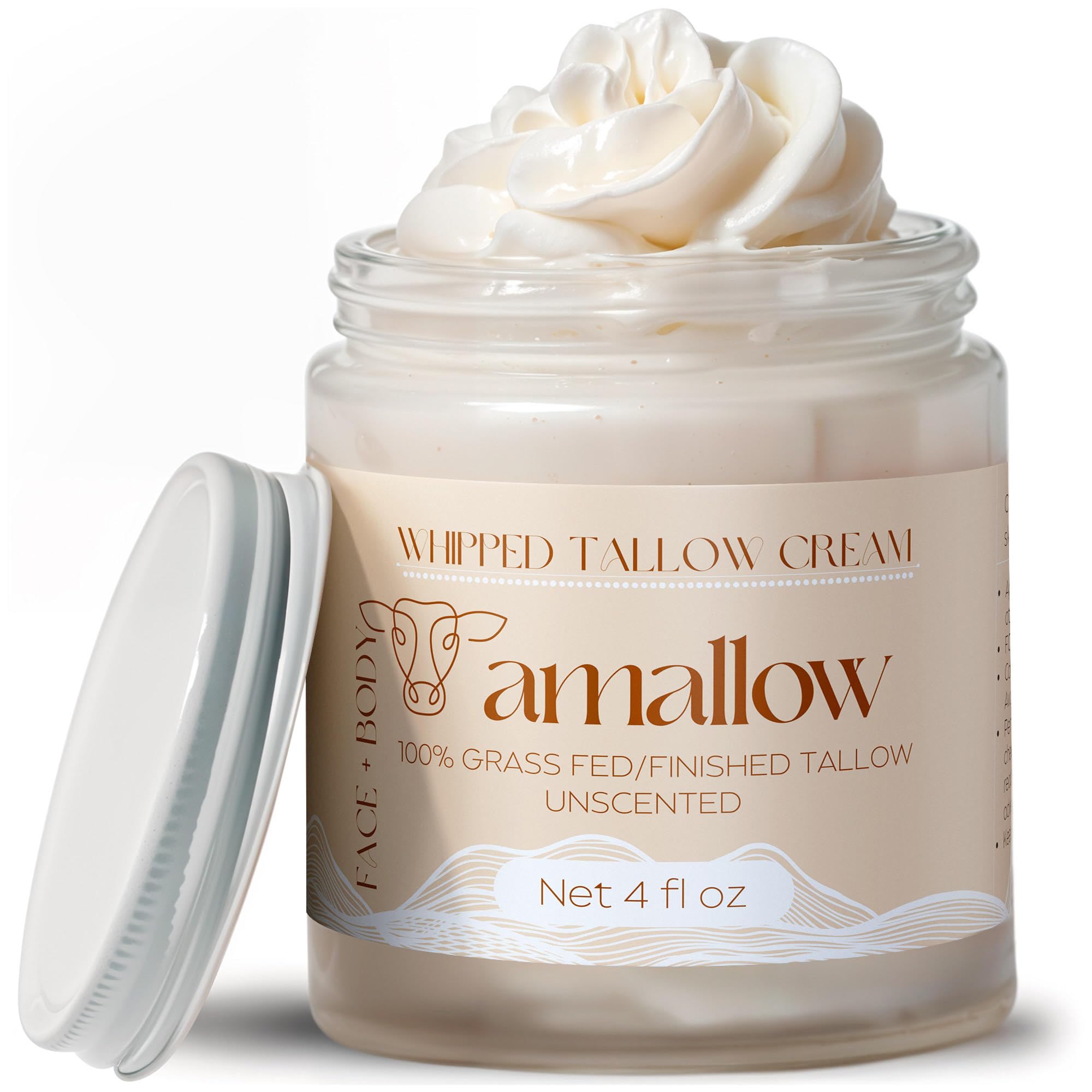 Amallow graisse de boeuf pour le visage, hydratation naturelle et nourrissante.