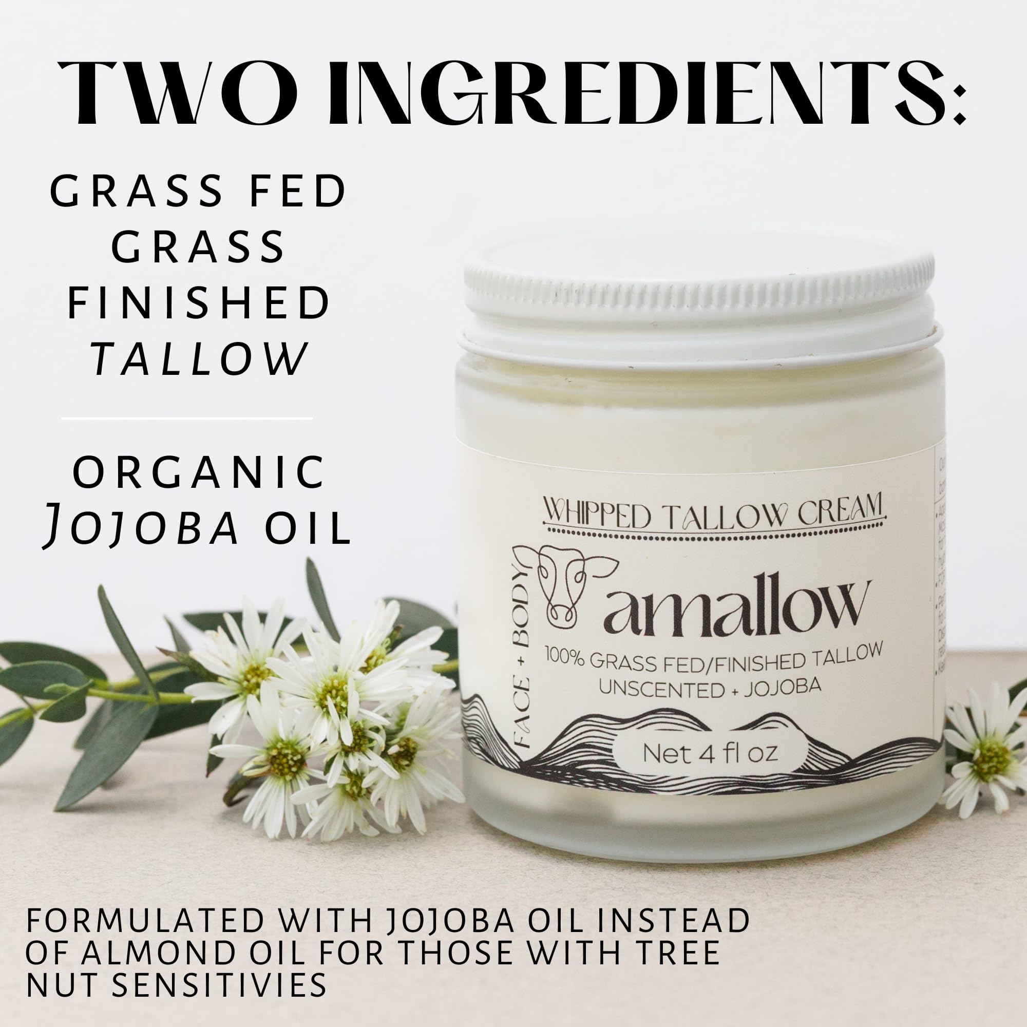 Amallow tallow pour peau sensible, apaisement et douceur cutanée.
