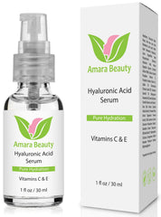 Sérum Amara Beauty con ácido hialurónico en botella, hidratación diaria
