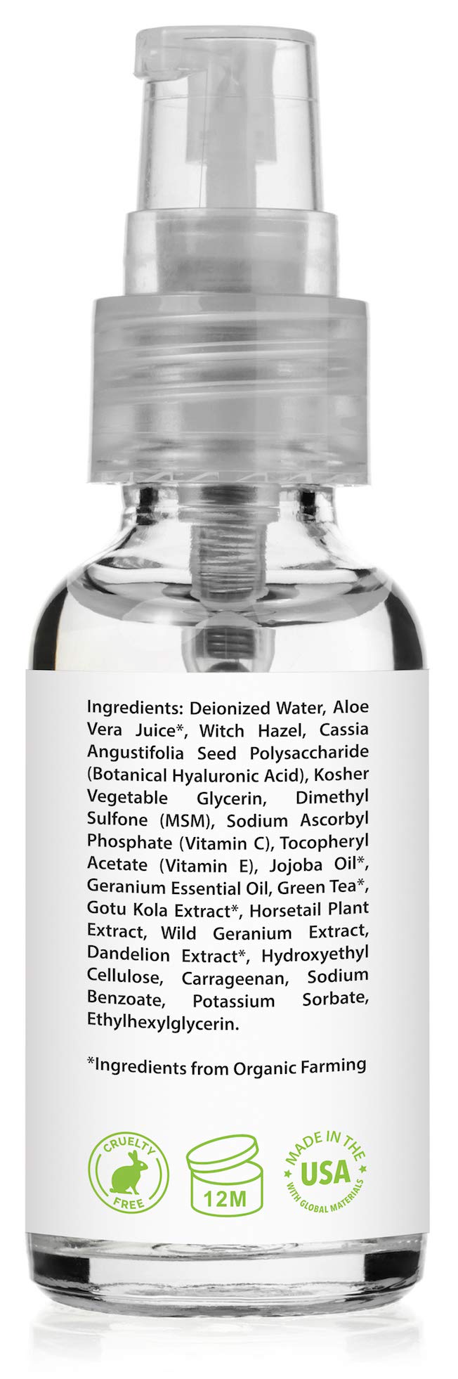 Frasco elegante de Amara Beauty con vitaminas C y E para brillo natural