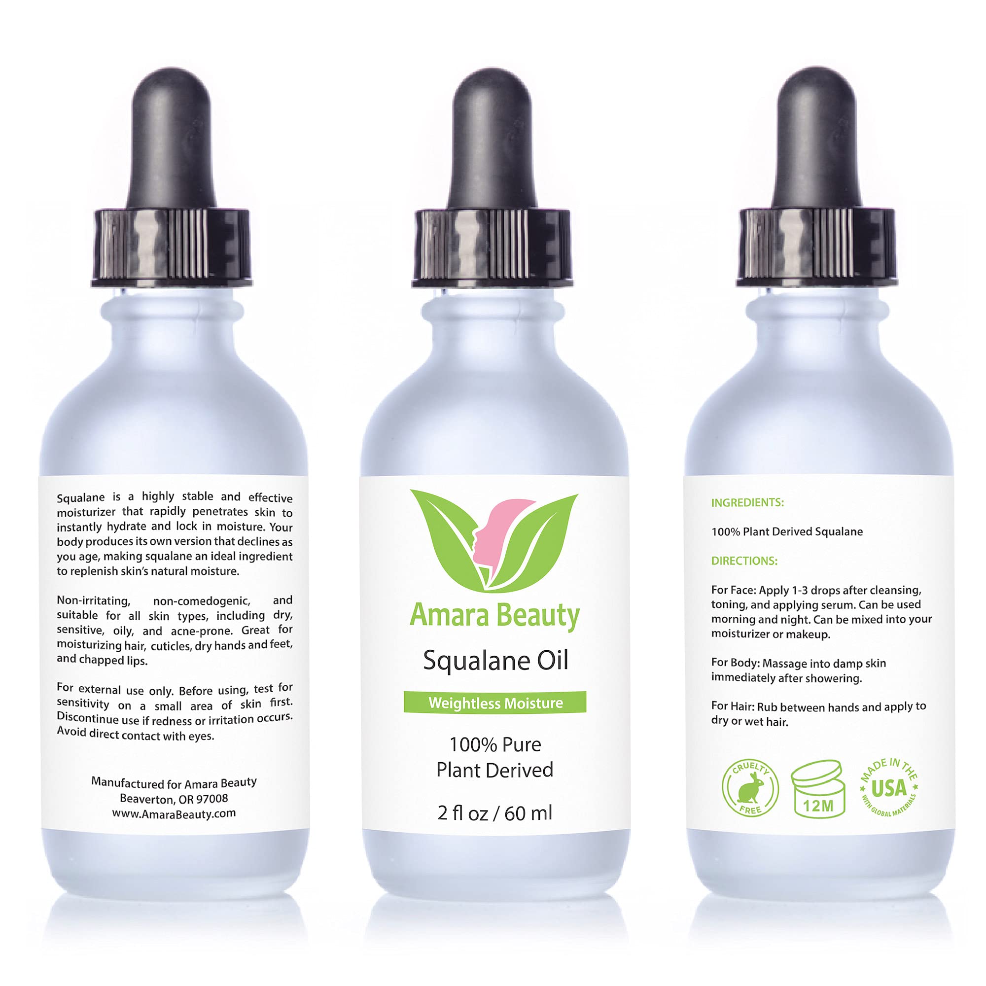 Amara Beauty Squalano para manos y pies; hidratación diaria suave.