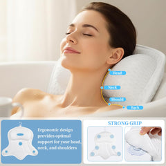 AmazeFan almohada de baño de lujo: vista posterior con ventosas para estabilidad.