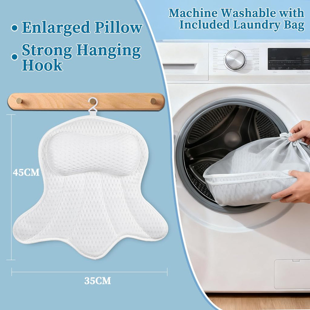 AmazeFan almohada de baño de lujo: lazo para colgar y facilitar el lavado.