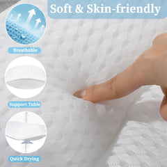 AmazeFan almohada de baño de lujo: primer plano de malla 4D transpirable.