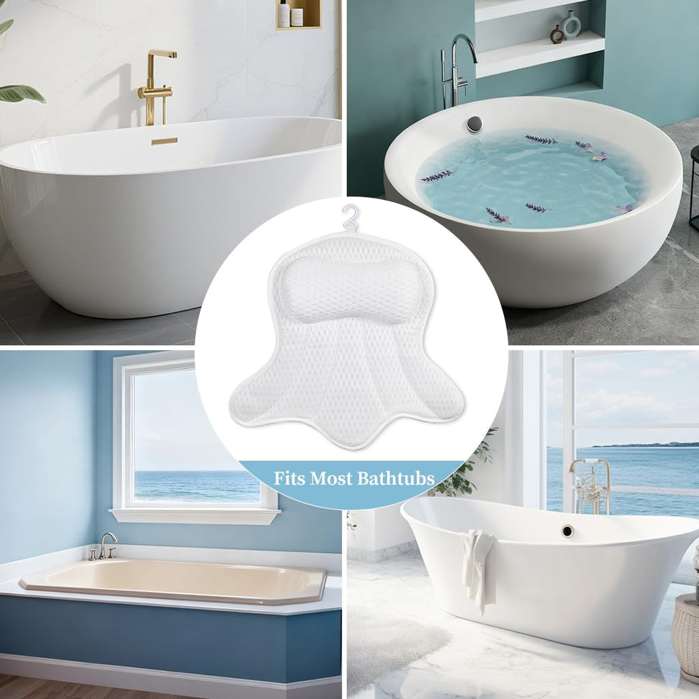 AmazeFan almohada de baño de lujo: uso en bañera para apoyo de la cabeza.