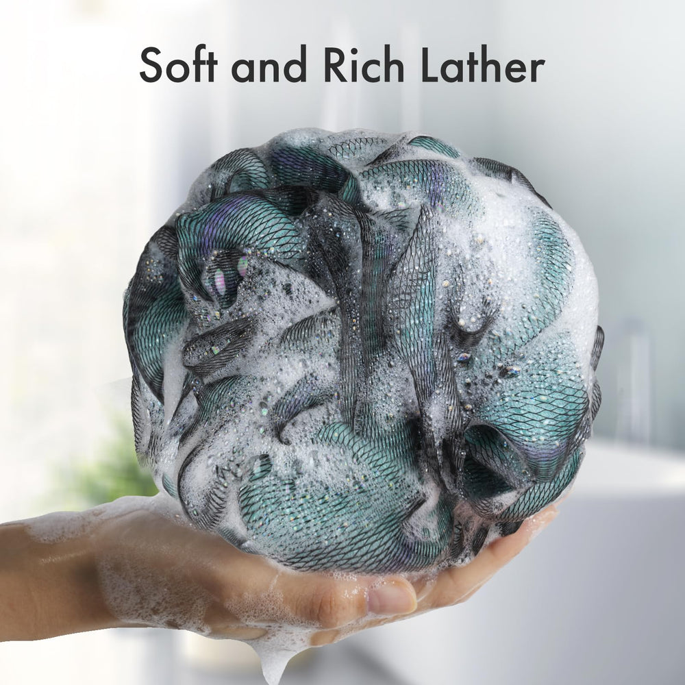 AmazerBath esponja lufa carbón morado, ideal para piel más suave tras la ducha