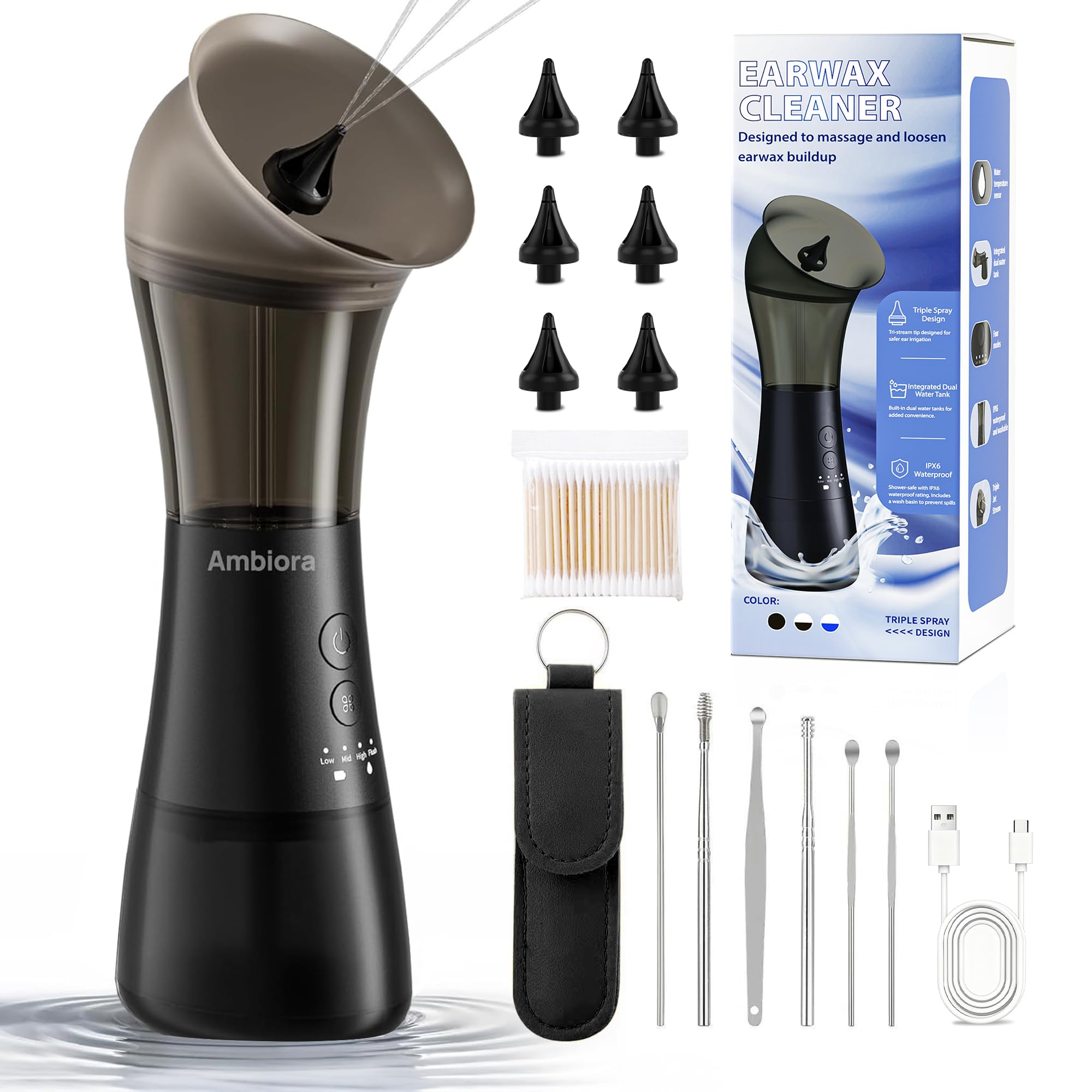 AMBIORA tanque-desechos-una-pieza: recoge cerumen de forma limpia y ordenada.