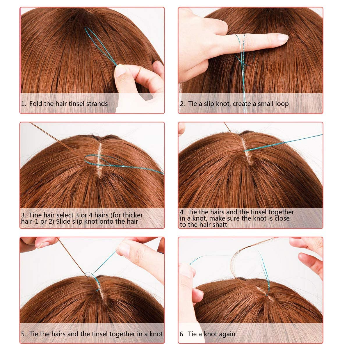 Amchoice cabello con tinsel de 48 pulgadas para peinados versátiles.