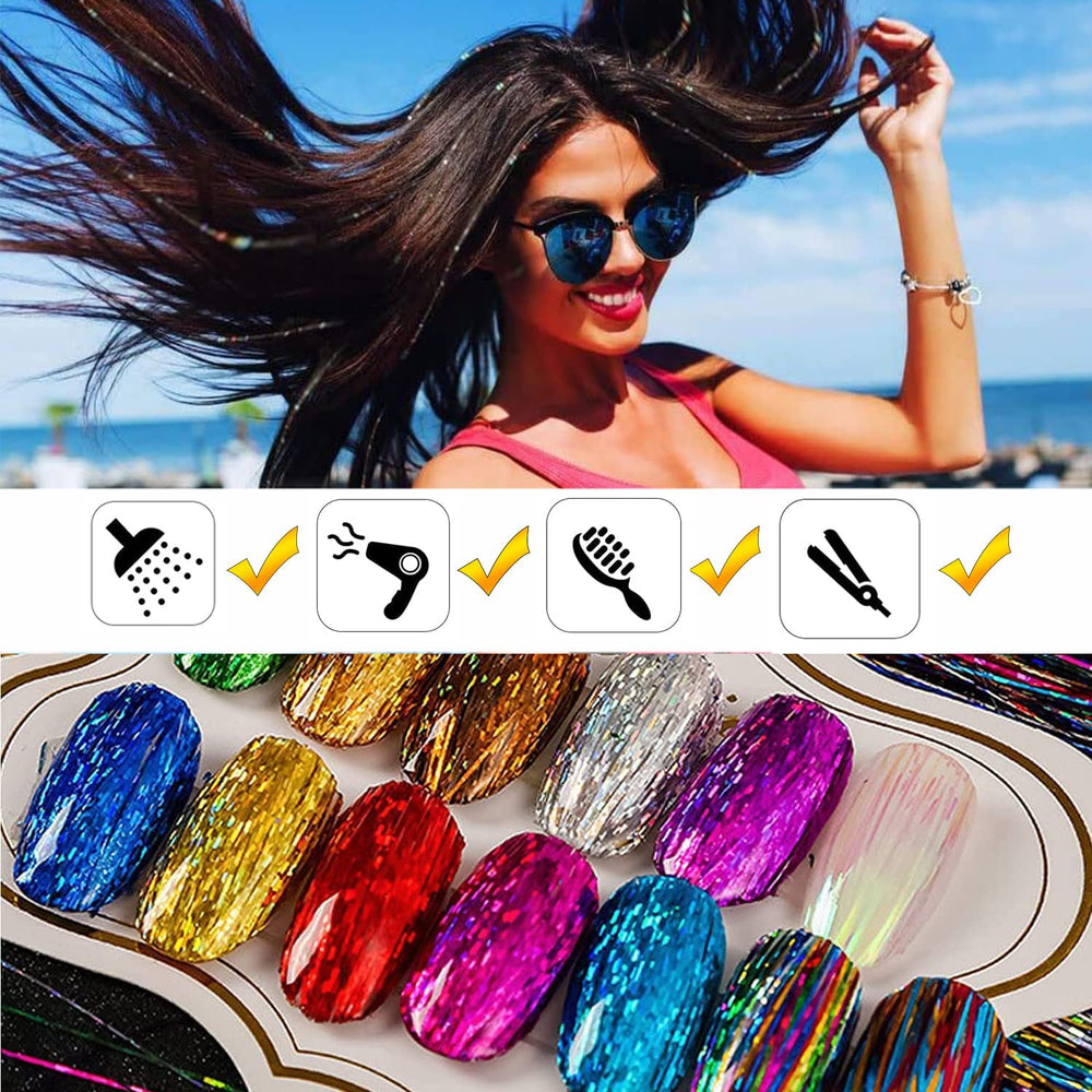 Amchoice tinsel resistente al calor para peinados duraderos.