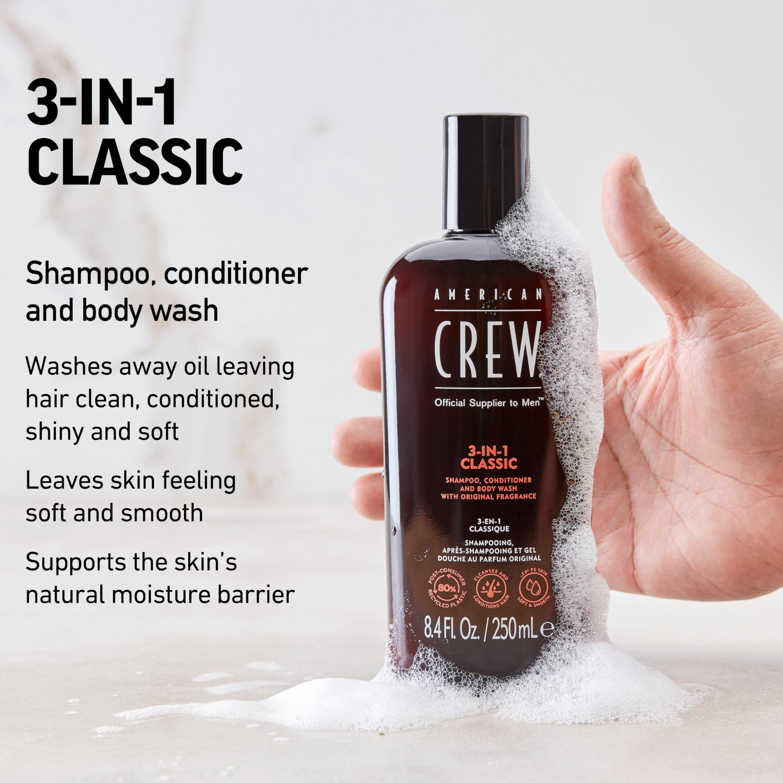 American Crew 3-en-1 aplicación en cabello facilita desenredar y aportar brillo