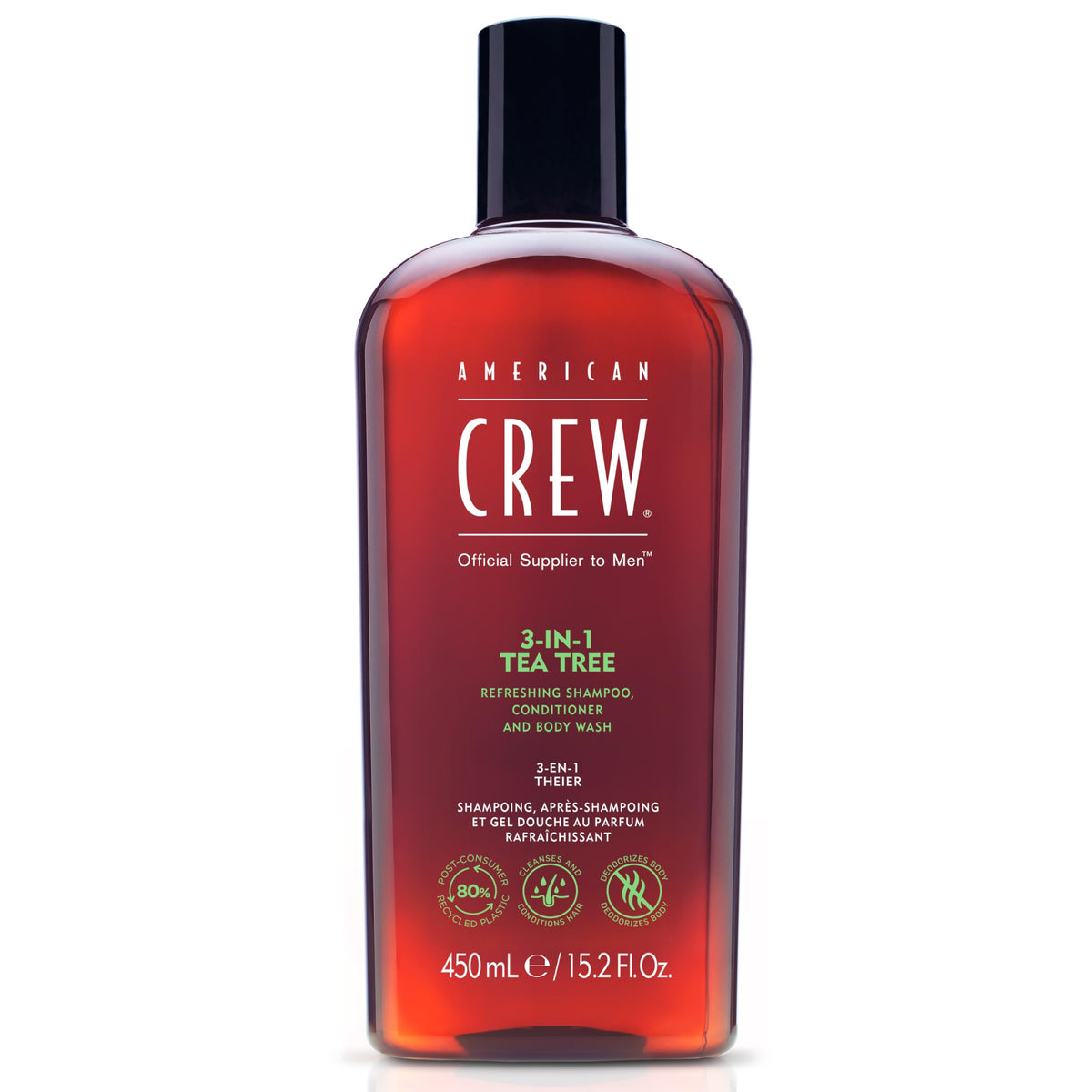 AMERICAN CREW champú de árbol de té en botella con aroma refrescante para uso diario