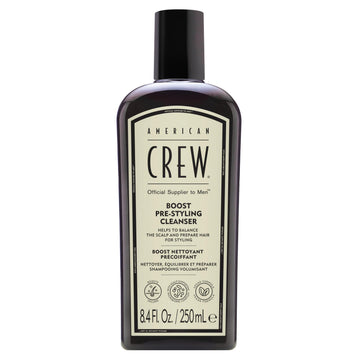 American Crew Boost Shampoo: botella con volumen desde la raíz para cabello fino.