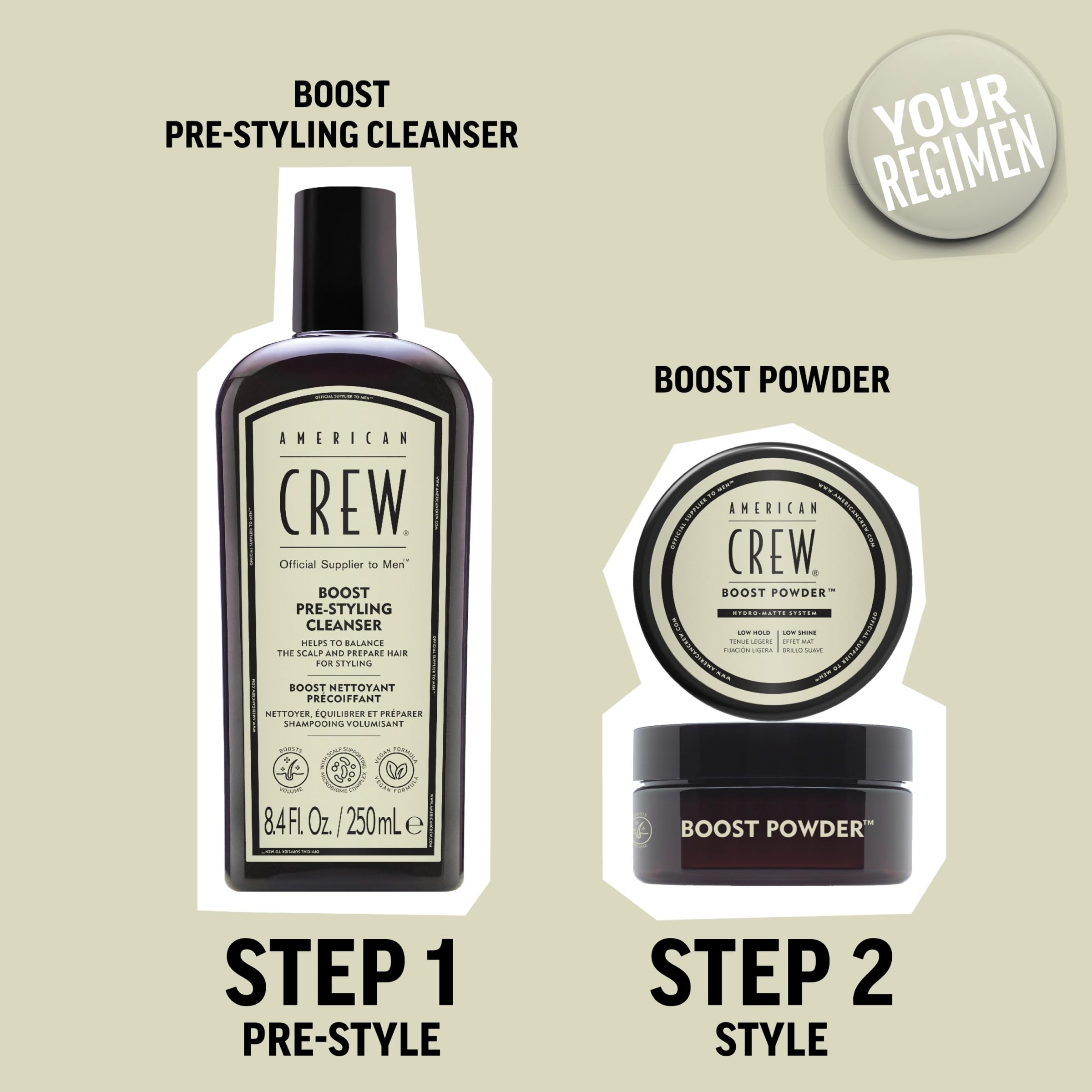 American Crew Boost Shampoo: cabello con brillo y volumen duradero.
