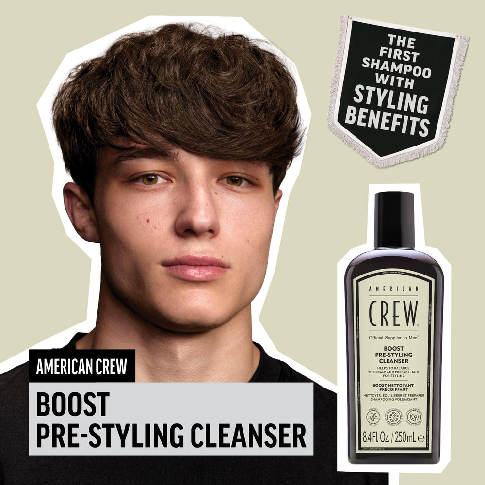 American Crew Boost Shampoo: espuma cremosa que realza la textura sin pesadez.