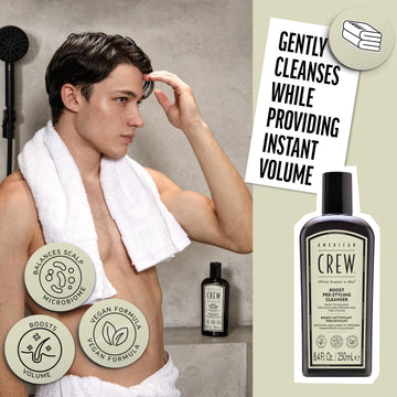 American Crew Boost Shampoo: cuero cabelludo equilibrado y limpieza suave.