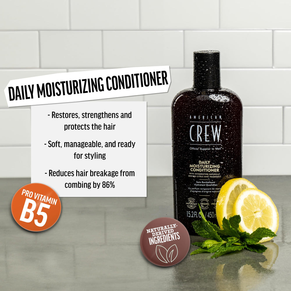 AMERICAN CREW conditionneur pour homme, texture soyeuse, démêle sans alourdir les cheveux.