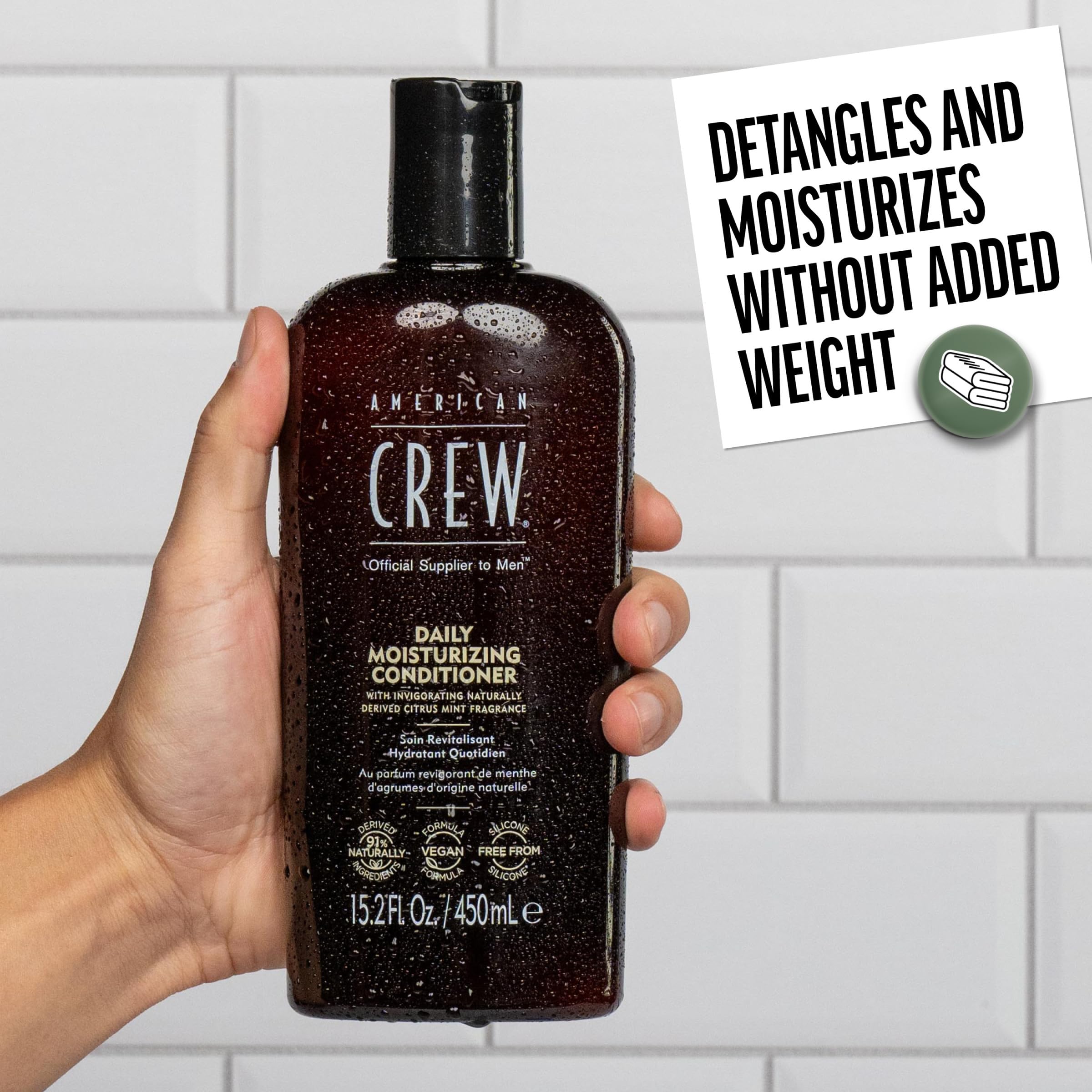 AMERICAN CREW conditionneur parfum citrus menthe, parfum frais après lavage.