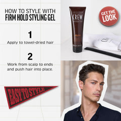 American Crew Gel pour cheveux, aspect défini et brillance pour une apparence soignée.