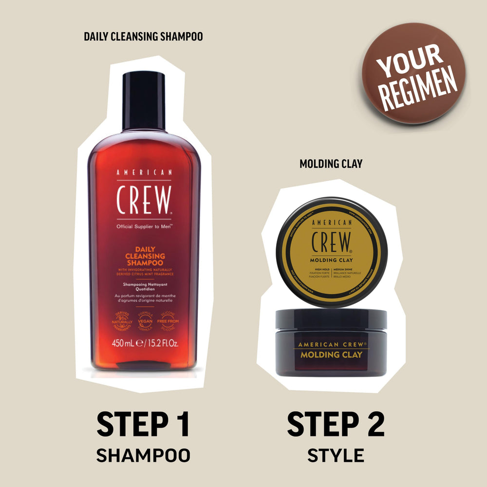 American Crew Molding Clay: envase de tres onzas para retoques diarios.