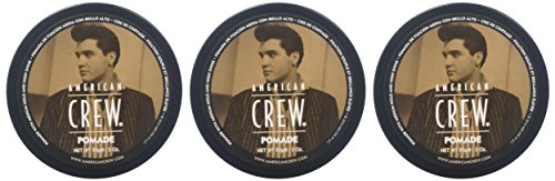 American Crew Pomada 3oz paqueto 3, peinado elegante con fijación y brillo.
