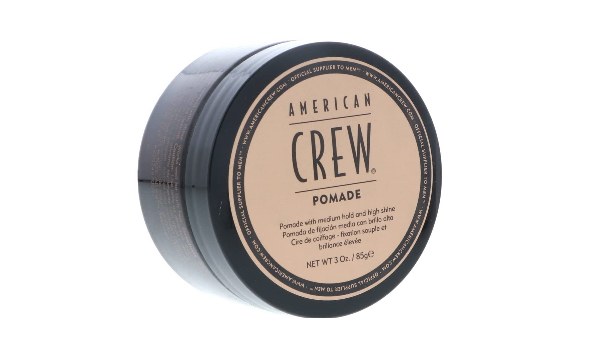 Pomada American Crew con base de agua en envase de 3 oz para brillo y fijación media