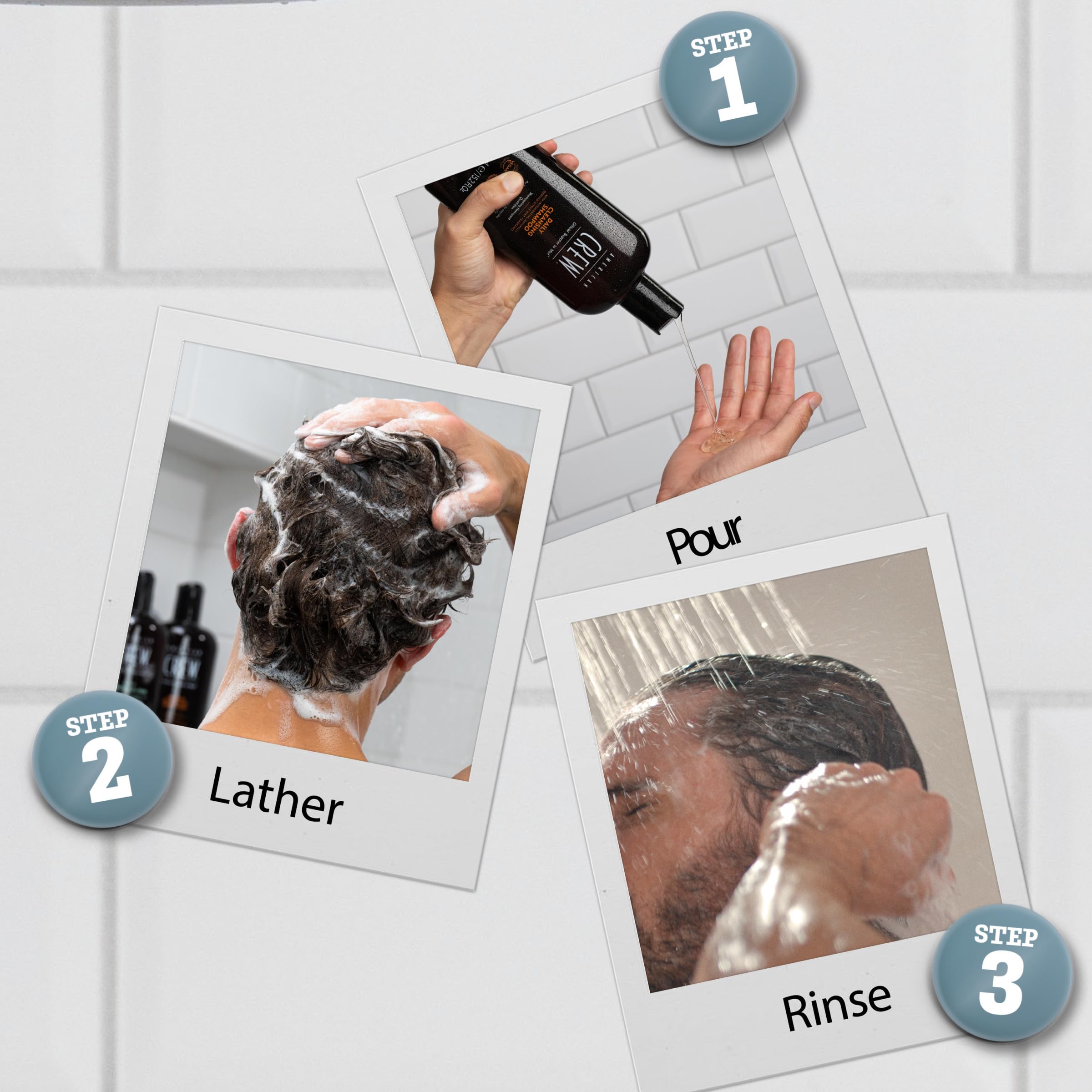 AMERICAN CREW Shampoing – emballage clair et élégant, idéal pour une routine masculine.