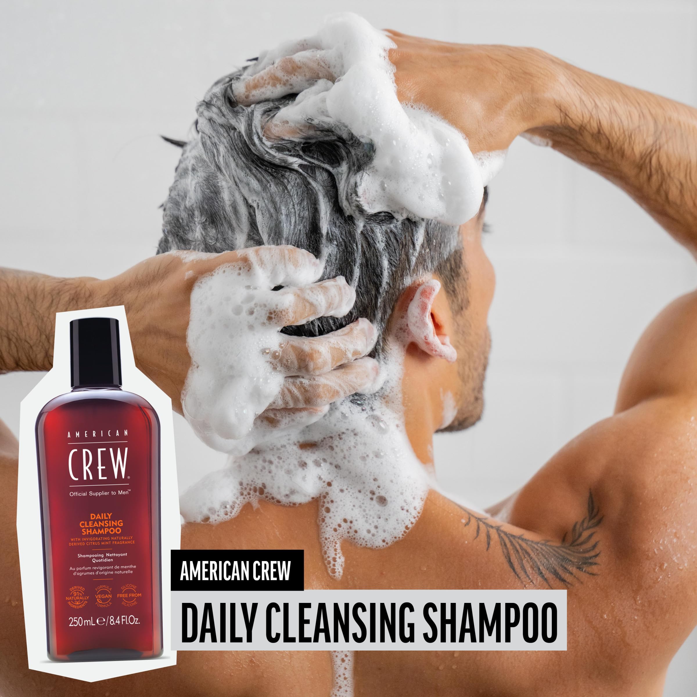 AMERICAN CREW Shampoing – parfum Citrus Mint frais, expérience sensorielle agréable.