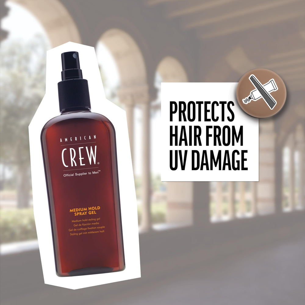 American Crew fijador capilar, protección ultravioleta para preservar color y brillo.