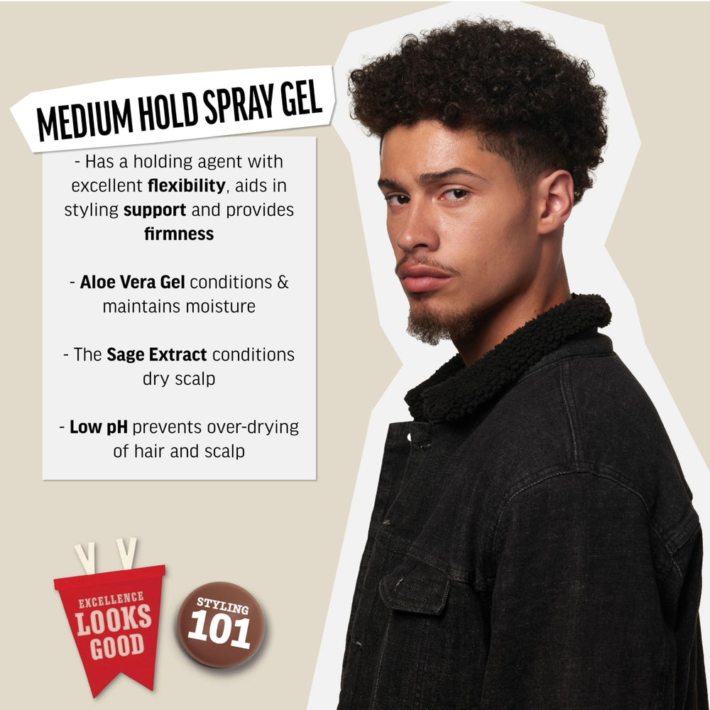 American Crew spray fijador, aplicación de peinado en cabello húmedo o seco, estilo uniforme.