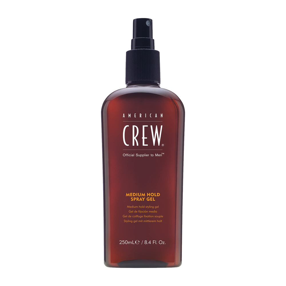 American Crew spray fijador para hombre, botella visible, fijación natural.