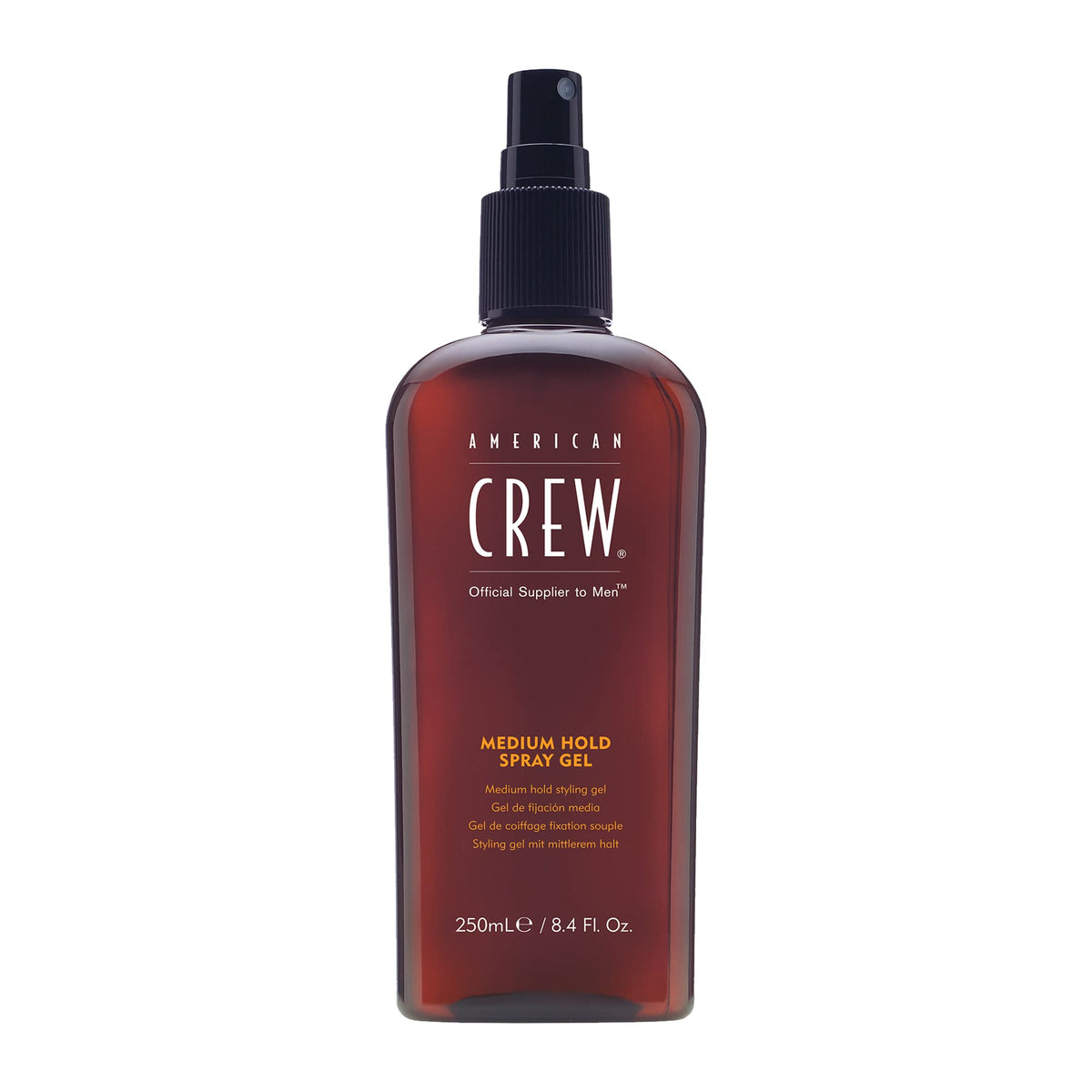 American Crew spray fijador para hombre, botella visible, fijación natural.