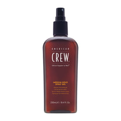 American Crew spray fijador para hombre, botella visible, fijación natural.