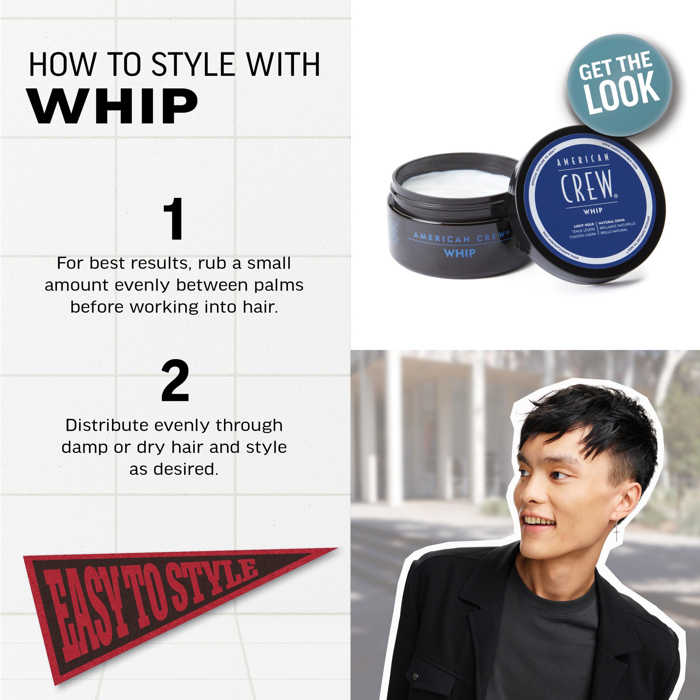 AMERICAN CREW Whip: hidratación suave que deja el cabello suave al tacto.