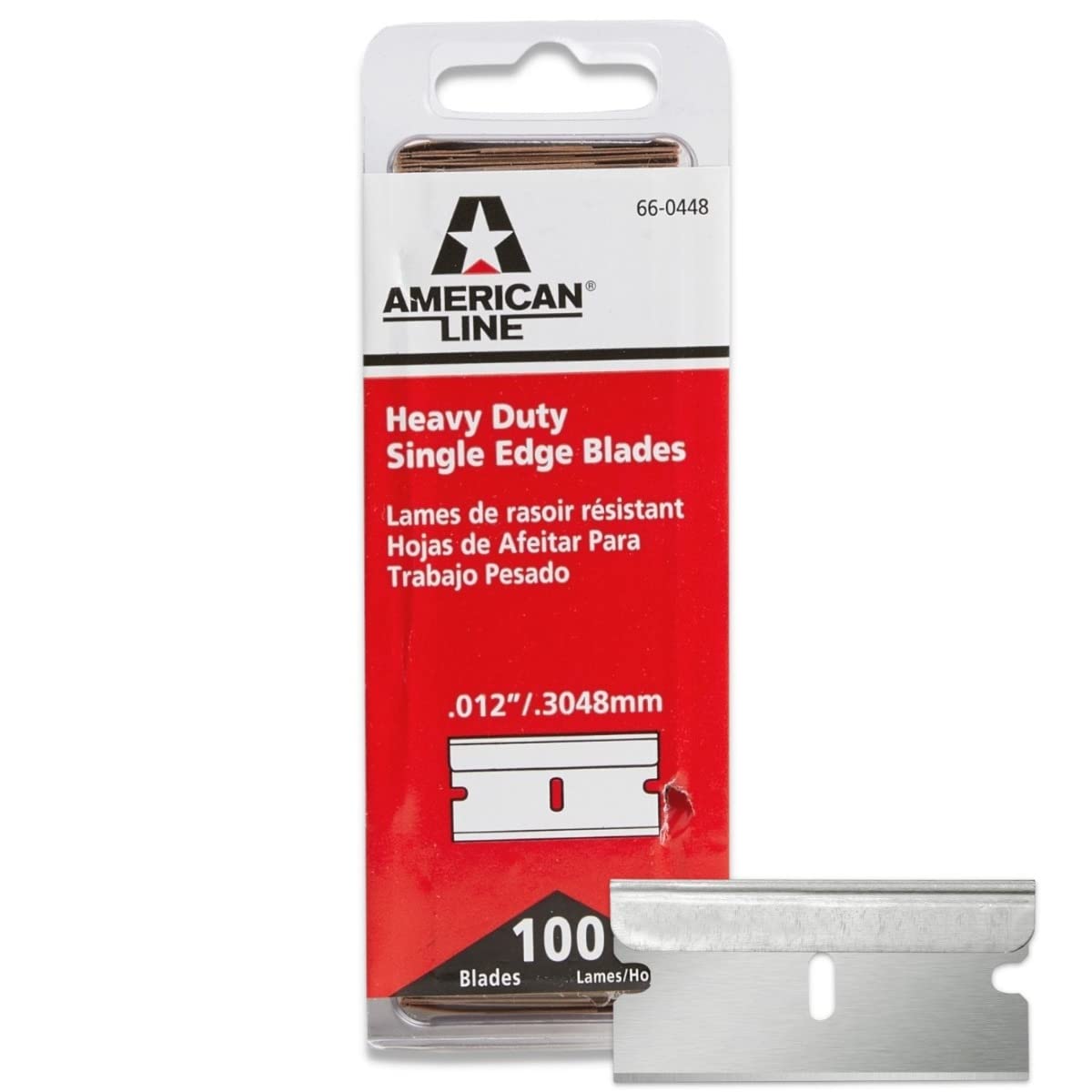 American Line, paquete de 100 hojas de borde único para raspar superficies.