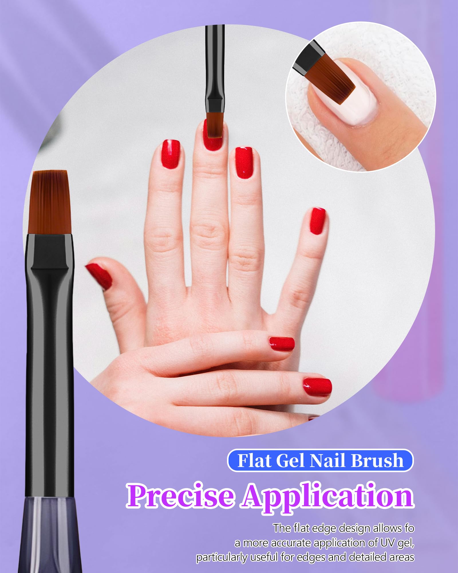 AMilHiTon brocha limpia uñas plana perfecta para acabados alrededor de cutículas.
