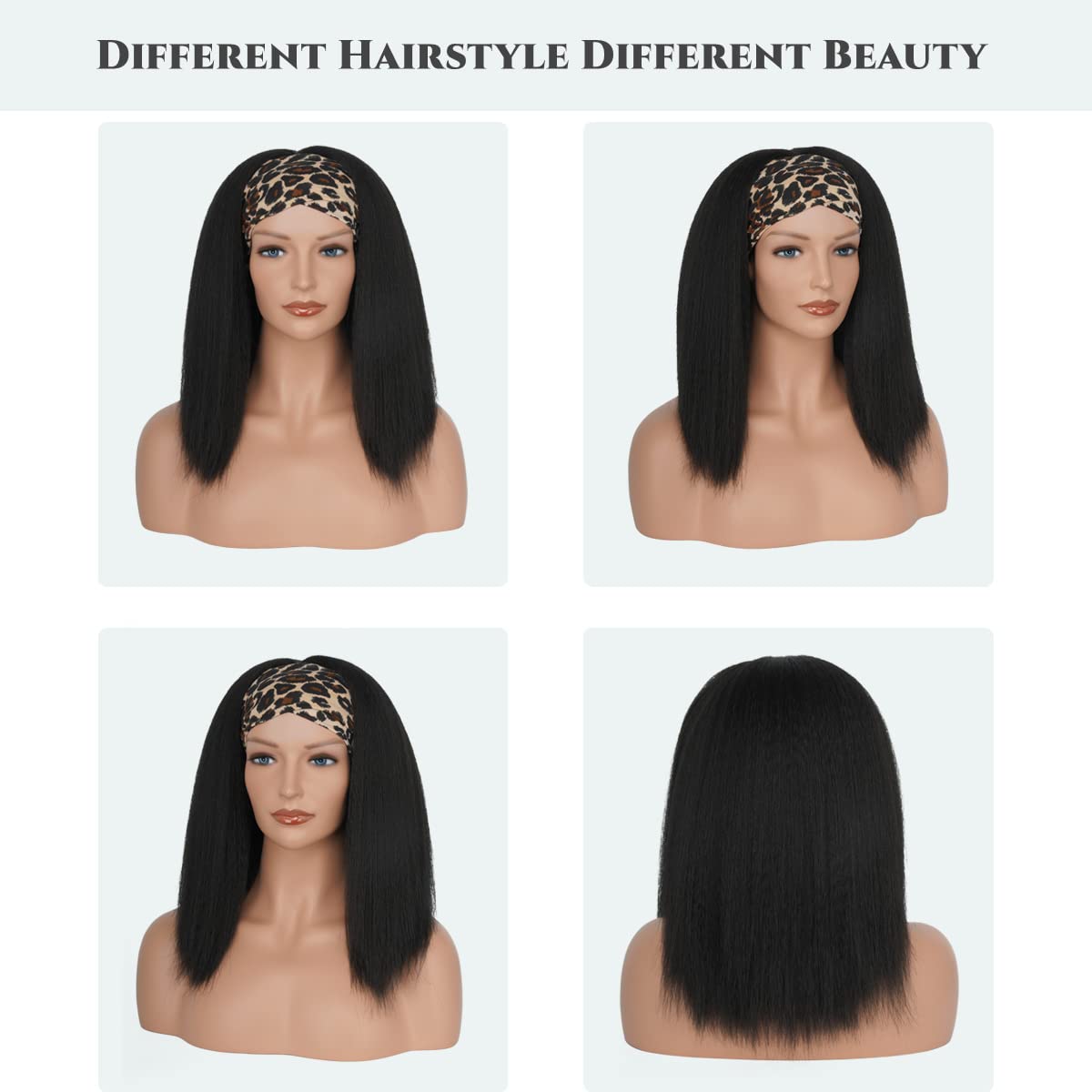 Aminow Kinky Straight Headband Wig ajuste cómodo y seguro para estabilidad.