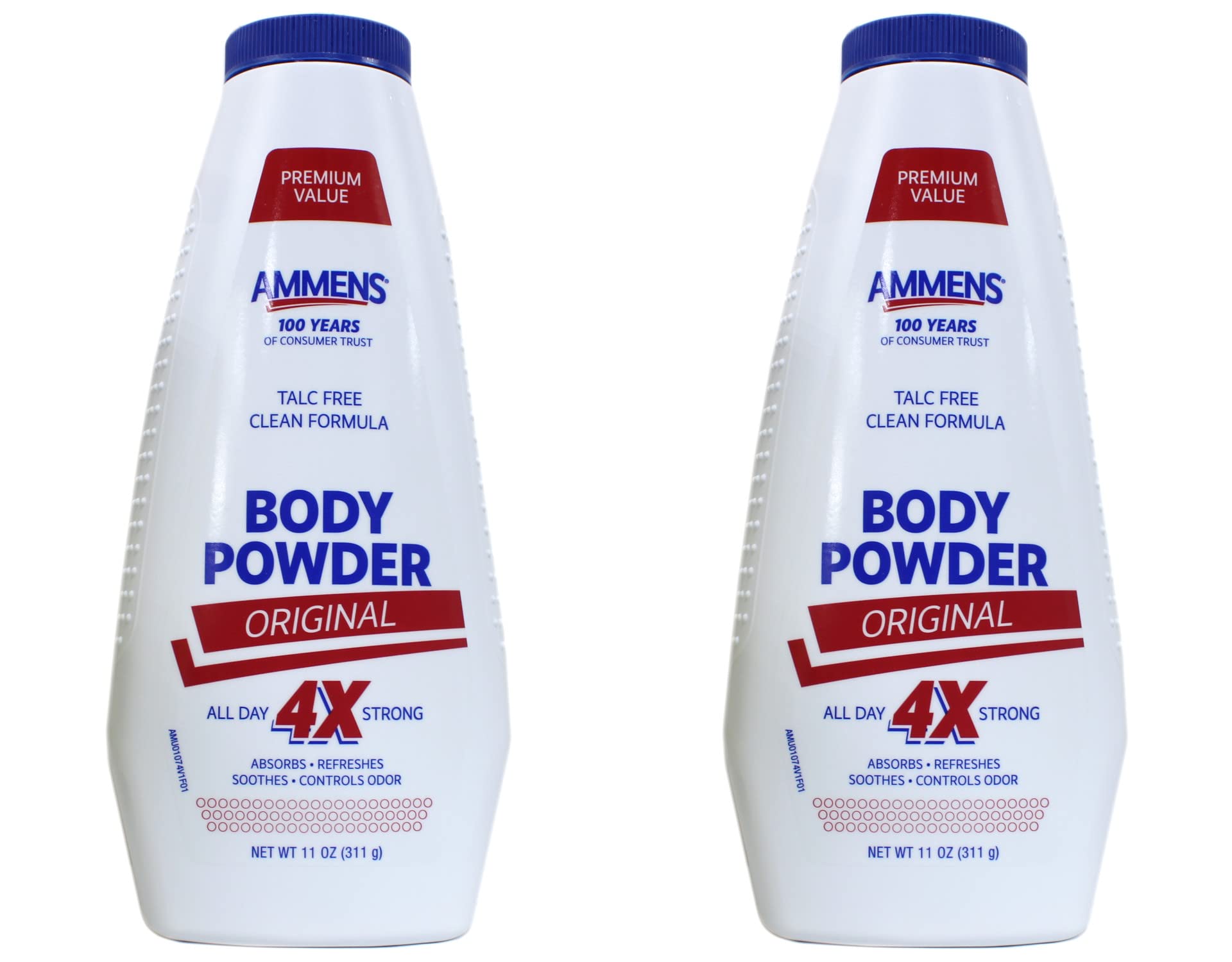 Ammens Body Powder Original, paquete de dos, protección todo el día para la piel.