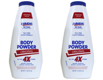 Ammens Body Powder Original, paquete de dos, protección todo el día para la piel.