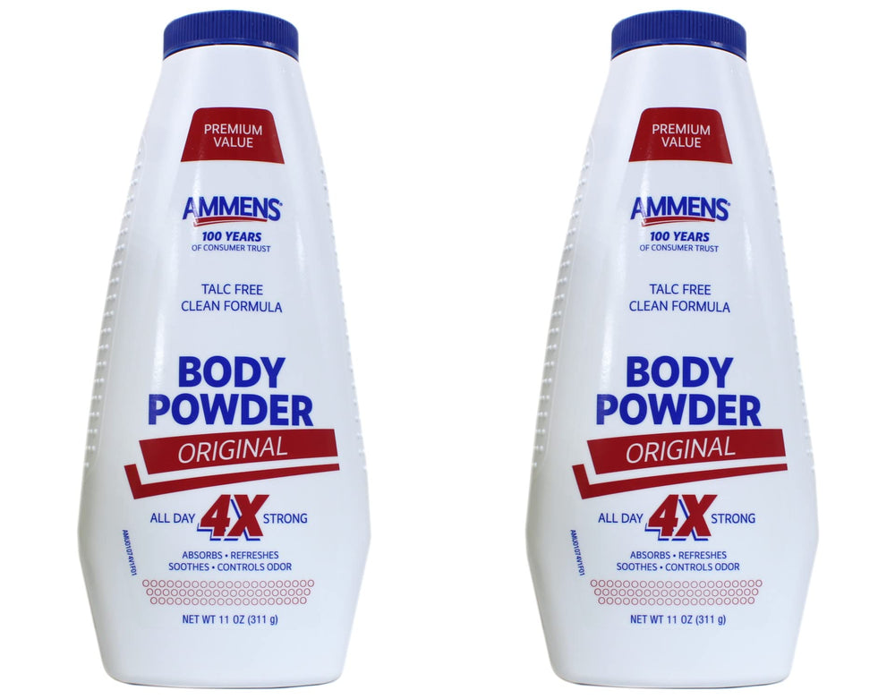 Ammens Body Powder Original, paquete de dos, protección todo el día para la piel.