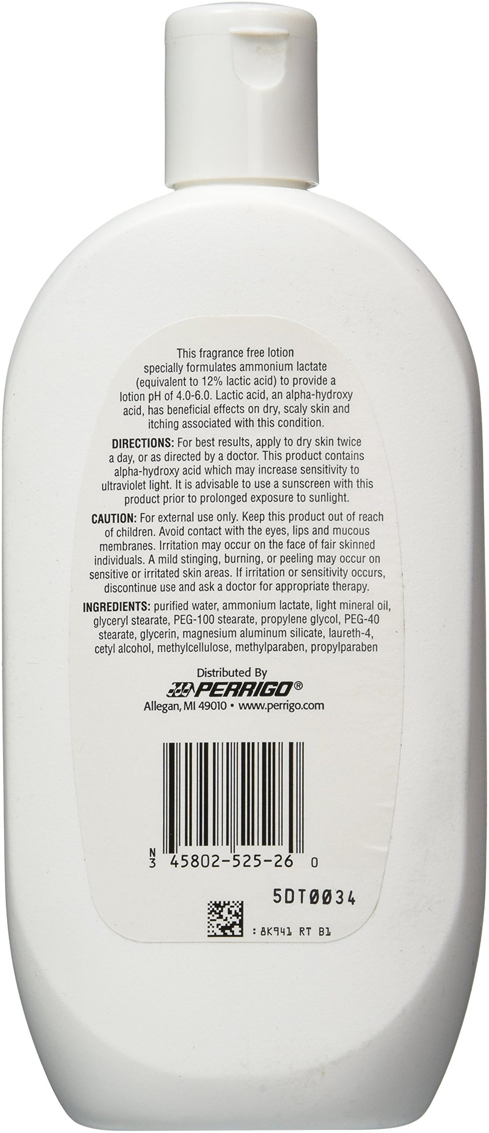 Flacon pratique avec bouchon pivotant pour Ammonium Lactate 12%, application précise.