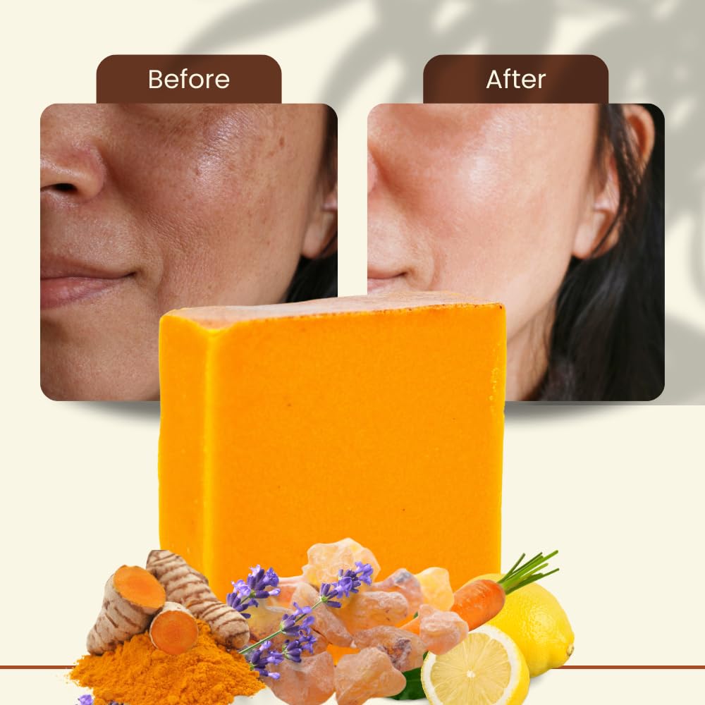 Ammoya Naturals barra de cúrcuma, textura cremosa: limpieza suave que no reseca.